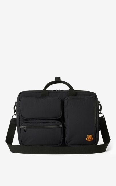 Kenzo Men Tiger Crest Utilitarian Backpack Black